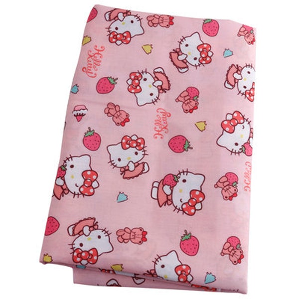 Hello Kitty Fabric Polyester Cotton Fabric Cartoon Fabric Quilting Fabric By The Half Yard