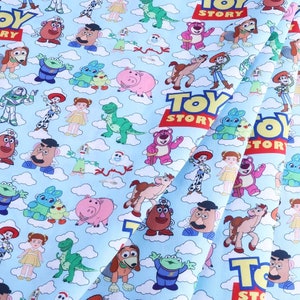 Tissu Toy Story en polyester et coton, tissu de dessin animé, tissu de courtepointe au demi-mètre