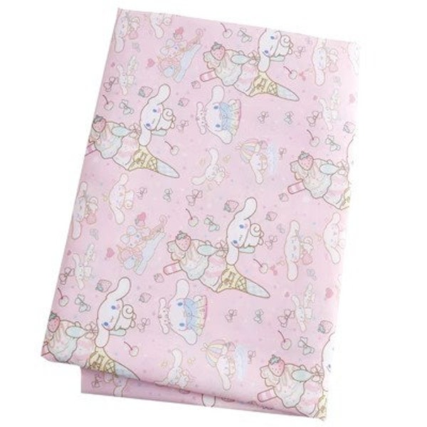 Tissu Cinnamoroll Tissu en coton polyester Tissu de dessin animé Tissu matelassé par demi-cour