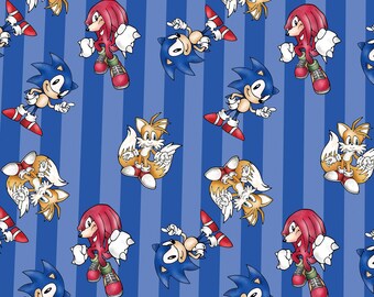 Tela de Sonic el Erizo, mínimo 1/2 yarda, tela 100% algodón, tela de dibujos animados.