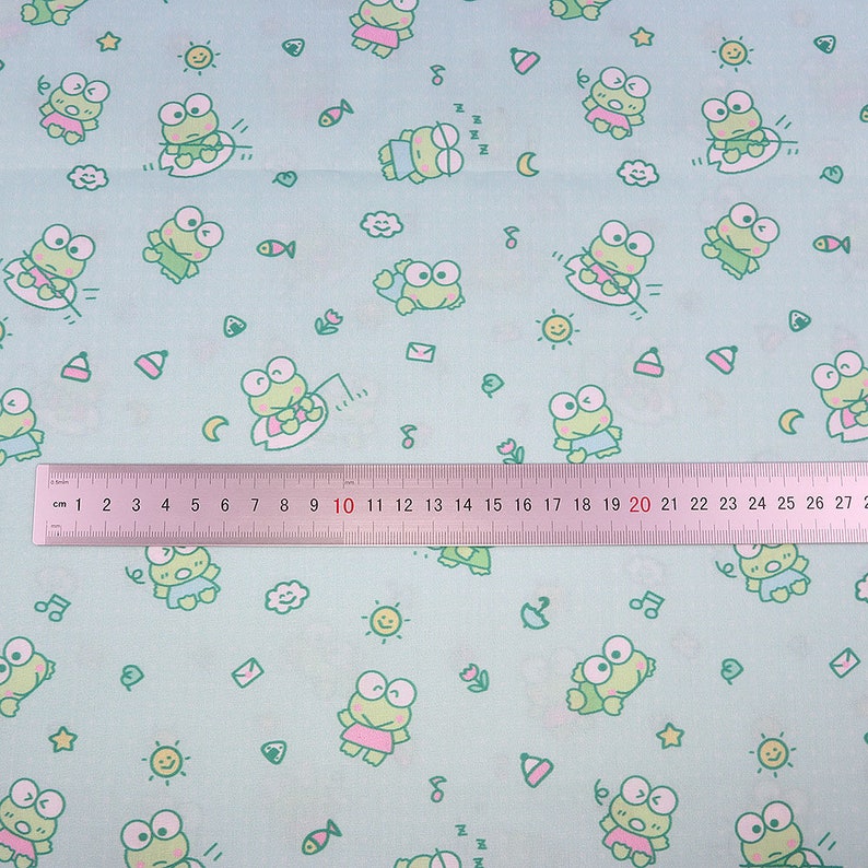 Sanrio Keroppi Fabric Frog Fabric Polyester Cotton Fabric Cartoon Fabric Quilting Fabric By The Half Yard image 2