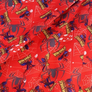 Spiderman Fabric Superheroe Fabric Polyester Cotton Fabric Cartoon Fabric Quilting Fabric By The Half Yard