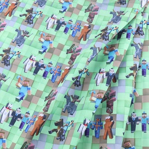 Minecraft Fabric Polyester Cotton Fabric Cartoon Fabric Quilting Fabric By The Half Yard