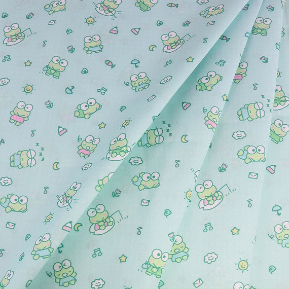 Sanrio Keroppi Fabric Frog Fabric Polyester Cotton Fabric Cartoon Fabric Quilting Fabric By The Half Yard