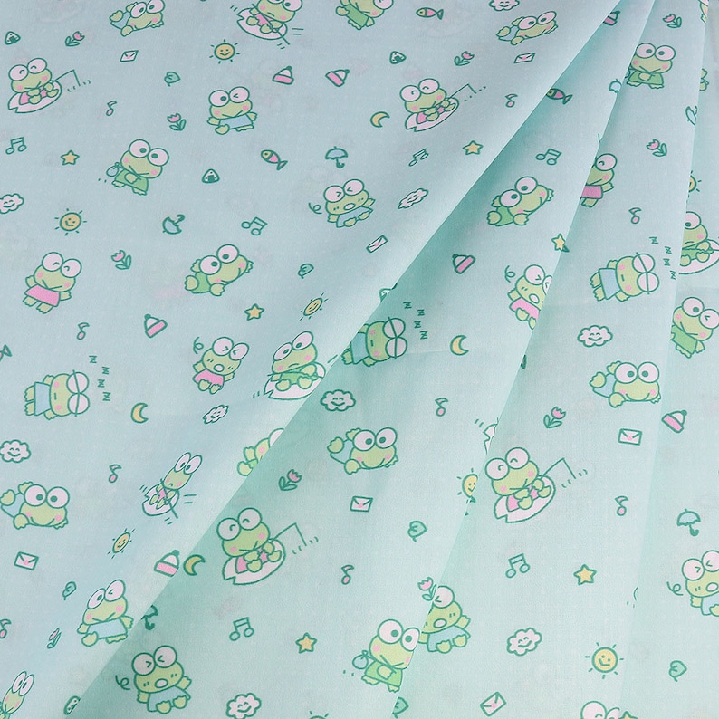 Sanrio Keroppi Fabric Frog Fabric Polyester Cotton Fabric Cartoon Fabric Quilting Fabric By The Half Yard image 1