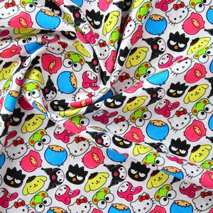 Sanrio Characters Fabric Kuromi and My Melody Fabric 100% Cotton Fabric Cartoon Fabric Quilting Fabric By The Half Yard