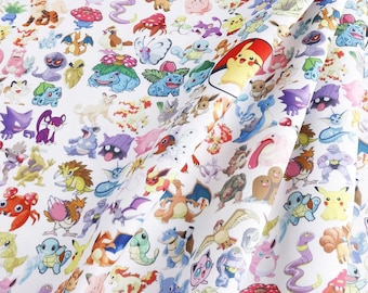 Pikachu Poket Monster Fabric Polyester Cotton Fabric Cartoon Fabric Quilting Fabric By The Half Yard
