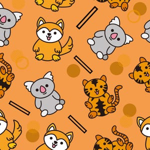 Cute Cartoon Animal Fabric, 1/2 Yard Minimum, 100% Cotton Fabric, Cartoon Fabric