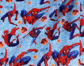 Spiderman Fabric Superhero Fabric Polyester Cotton Fabric Cartoon Fabric Quilting Fabric By The Half Yard