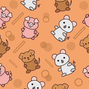 Cute Cartoon Animal Fabric, 1/2 Yard Minimum, 100% Cotton Fabric, Cartoon Fabric