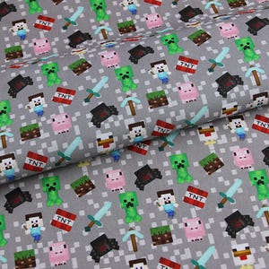 Minecraft Fabric 100% Cotton Fabric Cartoon Fabric Quilting Fabric By Half Yard