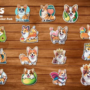 Niedliche Corgis Aufkleber, kawaii Corgis Clipart, Corgis Illustration hohe Qualität, digitale Corgis Sticker Pack, digitale Corgis Aufkleber