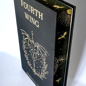 Fourth Wing by Rebecca Yarros Custom hardback book, sprayed edges and foiled cover.