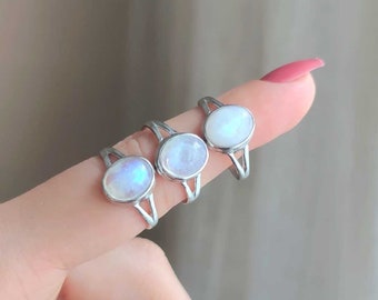 Natural Moonstone Ring, Moonstone Silver Ring, Moonstone Ring, Moon stone Ring, Boho Ring, Rainbow Moonstone Ring, Valentines day gift