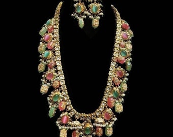 Sabyasachi Inspired Designer kundan Set, Kundan long Necklace, Tanjor kundan necklace, Customizable Kundan Bridal Sets, Royal Kundan Sets