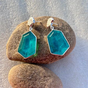 Paraiba Tourmaline  Crystal Earrings, Dangle Drop Earrings, Sterling Silver Earrings, Silver Jewelry, Birthstone Jewelry, Gift Christmas