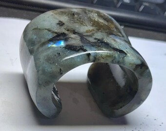 Handmade Labradorite Cuff Bracelet - Labradorite Gemstone Bangle, Labradorite Jewelry