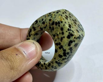 Natural Dalmatian Jasper Ring: Statement Band Ring
