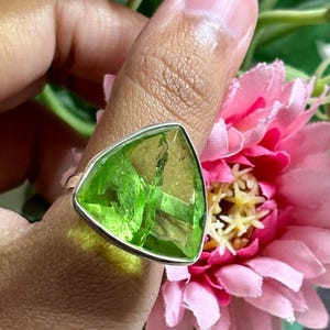 Peridot Silver Ring , Sterling Silver and Peridot rings for women, Green gemstone ring, August birthstone ring for gifting, Gift For Her