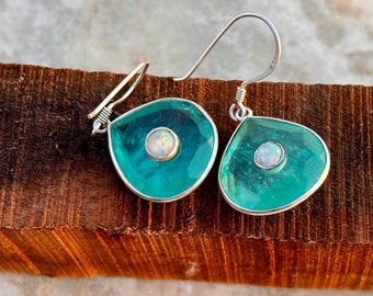 Paraiba Turmalin & Opal Ohrringe: Sterling Silber 925 Schmuck