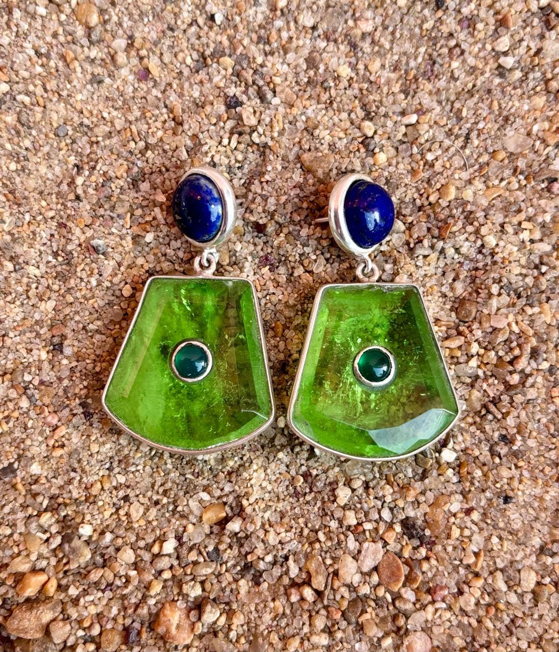 Boucles D'oreilles Argent Sterling Péridot Tanzanite Perle - ROSEMIMOSA - Neuf Avec étiquettes
