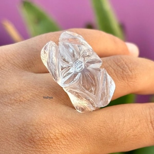 Natural Clear Crystal Quartz Ring, Quartz ring, Solitaire Stacking Genuine Clear Quartz Ring, Unique Natural Clear Quartz, Christmas Gift
