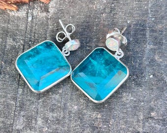 Opal & Paraiba Turmalin Sterling Silber Ohrringe
