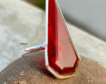 Dainty Ruby Sterling Silver Ring: Minimalist Stacking Ring