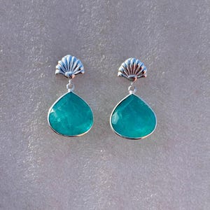 Paraiba Tourmaline Earrings, Dangle Drop Earrings, Sterling Silver Earrings, Silver Jewelry, Birthstone Jewelry, Gift Christmas, Gift Her