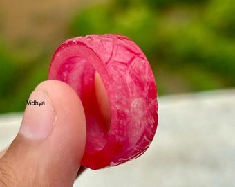 Hand Carved Natural Red Quartz Ring: Statement Jewelry