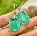 Emerald Dangle Drop 925 Sterling Silver Earrings: Colombian Emerald Gemstone Jewelry, Best Seller Emerald Earring, Emerald Silver Earring product logo