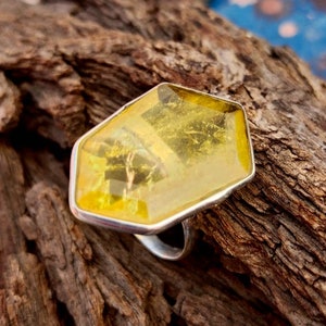 Gelber Saphir Ring, Saphir Ring Kissen Ring Edelstein Ring Sterling Silber Ring Statement Ring Weihnachten Schmuck Geschenk, Geschenk für sie
