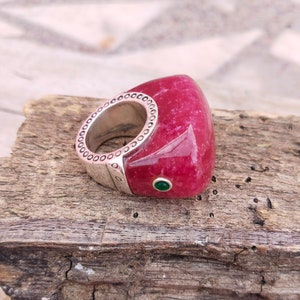 Ruby Ring, Handmade Women&#39;s Ring, Turkish Handmade Ring, Authentic Ring, Ottoman Ring, Ladies Ring, 925k Sterling Silver, Ring Size All