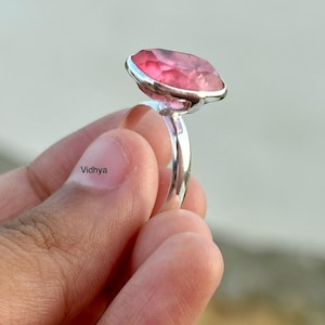 Rosa Turmalin Kristall Ring , 925 Silber Ring , handgemachter Schmuck Edelstein Ring Statement Ring , Brautjungfer Geschenk Ring ,Birthstone Schmuck