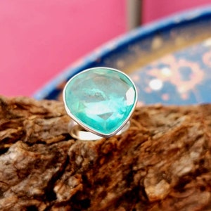Paraiba Tourmaline Rings, Tourmaline Ring , Gemstone Ring, Heart Shape Ring, Christmas Gift, Silver Ring, Christmas Gift, Gift Her