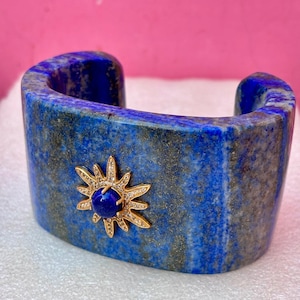 Lapis lazuli Cuff, Women Cuff Bracelet, Lapis Lazuli Jewelry, Handmade Bracelet, Gemstone Bangle, Birthstone Cuff, Christmas Gift