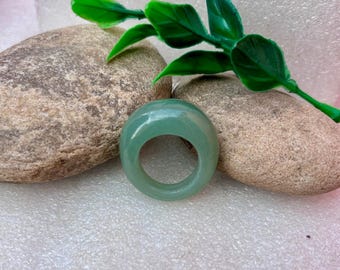 Green Jade Ring: Faceted Gemstone, Boho Cushion Ring