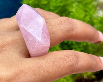 Handmade Rose Quartz Ring: Pink Gemstone, Promise Ring