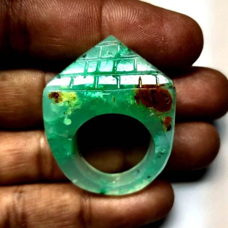 Chrysoprase Triangle Ring OOAK main image 1