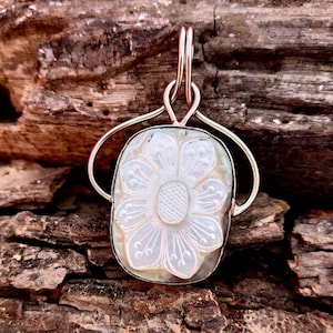 White Shell Pendant, 925 Sterling Silver Pendant, Mother of Pearl Jewelry, Gemstone Pendant, Minimalist Stone Necklace, Birthstone Jewelry