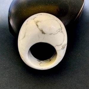 Howlite Ring , White Howlite Genuine Gemstone Bohemian Ring Handmade Jewelry Ring Gift For Her