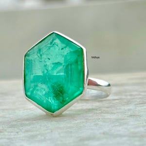 Green Emerald Crystal Ring, Handmade 925 Sterling Silver Ring, Women Statement Ring, Birthstone Ring, Christmas Gift, Gift For Her