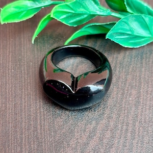 Black Onyx Heart Shape Ring, Heart Statement Ring , Beautiful Heart Ring, Gemstone Ring, Handmade Ring, Gorgeous Onyx Jewellery, Gifts Him