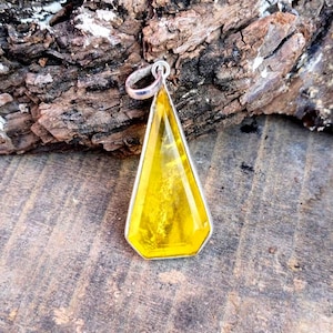 Natural Yellow Sapphire  Pendant 925 Sterling Silver Handmade Pendant For Men And Woman Birthstone