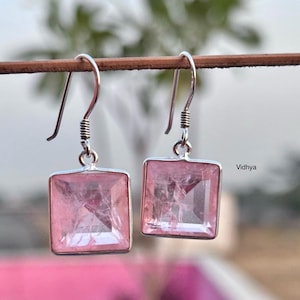 Morganiet kristallen oorbellen bungelen, blush oorbellen goud, kristallen oorbellen voor bruiloft, cadeau bruidsmeisje, bruids sprankelende gefacetteerde sieraden