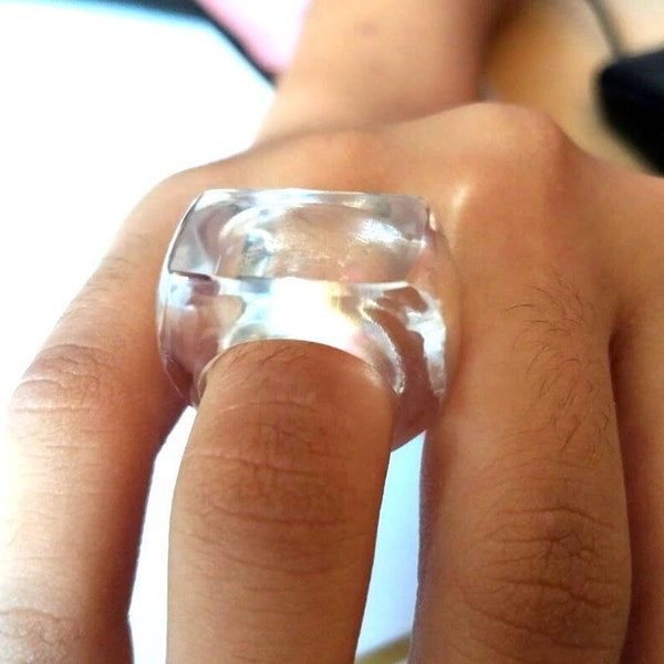 Clear Crystal Ring, Healing Gemstone, Crystal Ring, Statement Ring, Ring, Carved Ring, Crystal Jewelry, Gemstone Ring , Gift For Her.