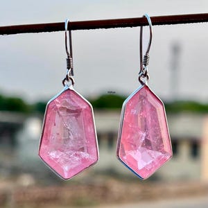 Morganite Earrings, Dangle Drop Earrings , Earrings for Wedding, Bridesmaid Gift, Bridal Sparkly Faceted Jewelry, Gift For Her, Boho Earring