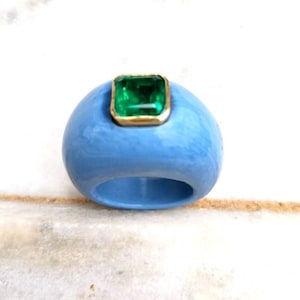 Blue Opal Ring, Blue Opal Emerald Ring, Statement Ring, Handmade Ring, Precious Ring, Ring, October Birthstone, Gift For Her , Women Ring