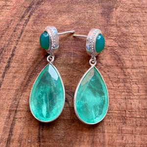 Emerald Green Onyx Earring, 925 Sterling Silver, Handmade Earring, Gemstone Earring, Popular Earring, Birthday Gift, Party Wear Jewelry.