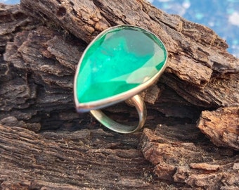 Emerald Sterling Silver Ring: Handmade Engagement Jewelry